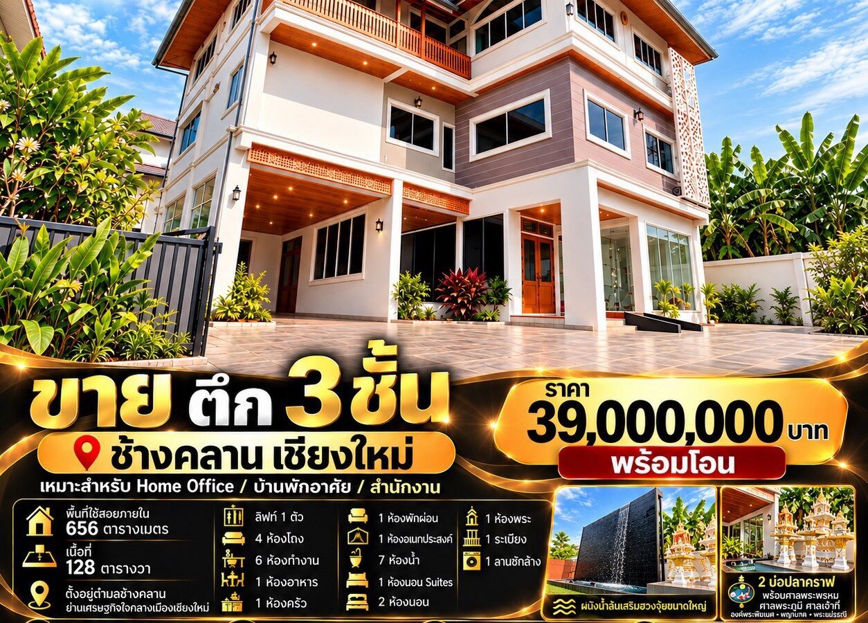 清迈市中心三层住宅 / Home Office出售｜Wua Lai–Chang Khlan